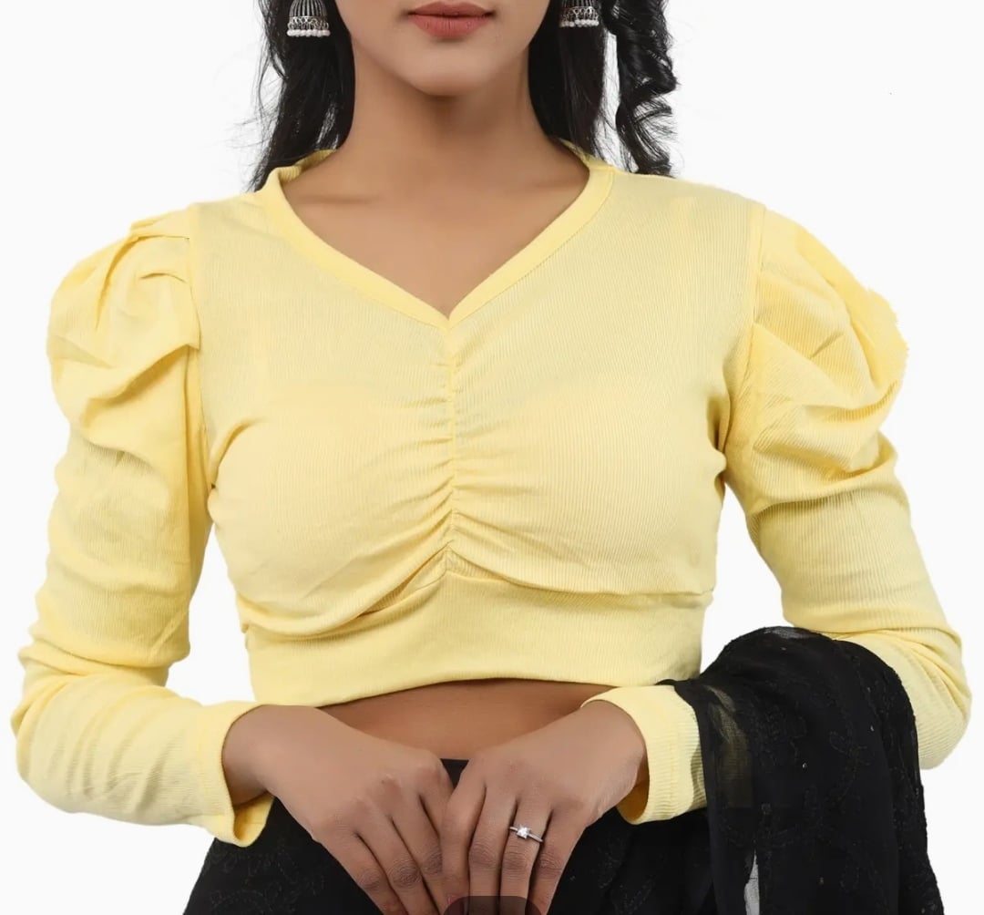 đ Half Sleeve Short Body Crop Top Blouse for Fashionable Girls - Image 5