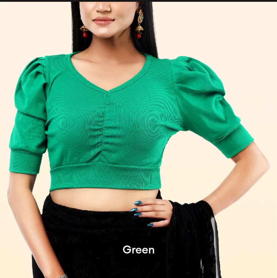 đ Half Sleeve Short Body Crop Top Blouse for Fashionable Girls - Image 2